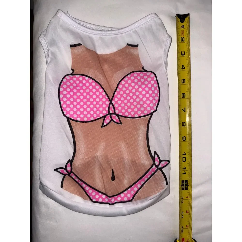 Pink Bikini Costume Dog Shirt - Size L